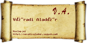 Váradi Aladár névjegykártya